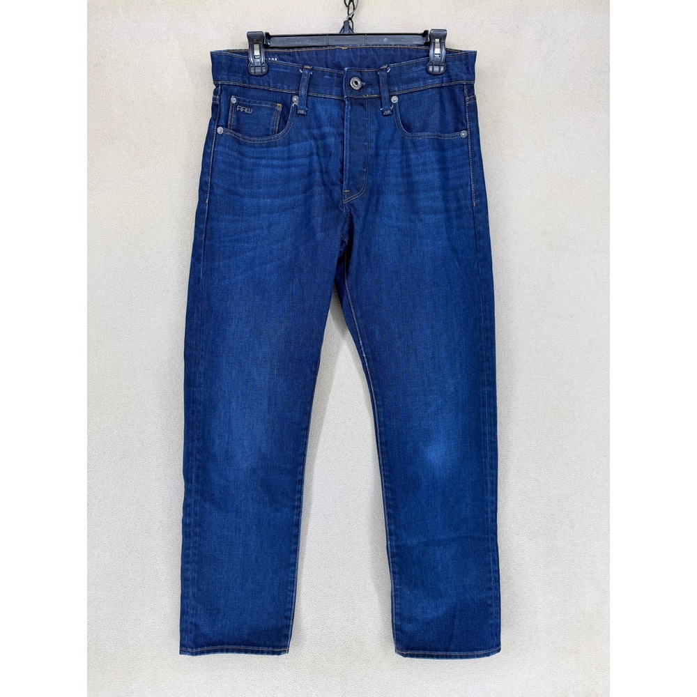 G Star RAW 3301 Straight Fit Dark Wash Button Fly‎ Jeans Men's Size 30x30